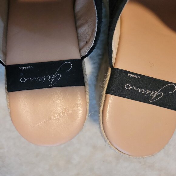 Gaimo Suede Wedges Black Slip On Slide Peep Toe Espadrille - Picture 7 of 14